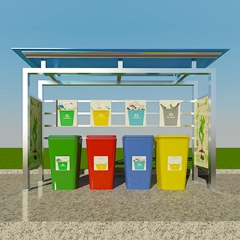 户外垃圾分类回收亭收集亭不锈钢雨棚分类垃圾亭 不锈钢 210*120*220cm