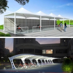简约时尚款公共自行车亭 共享单车专用停车棚 充电站 自行车停放车